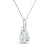 Thumbnail Image 3 of Pear-Shaped Aquamarine & White Lab-Created Sapphire Drop Necklace Sterling Silver 18"