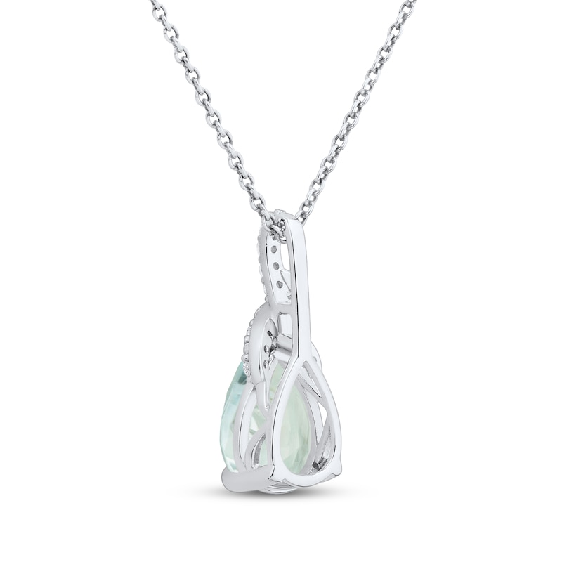 Main Image 3 of Pear-Shaped Aquamarine & White Lab-Created Sapphire Drop Necklace Sterling Silver 18"