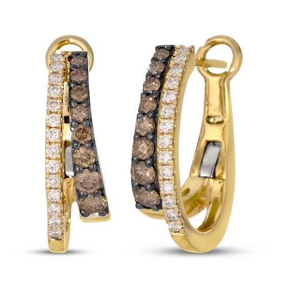 Le Vian Good Karma Two-Row Split Hoop Earrings 1/2 ct tw 14K Honey Gold