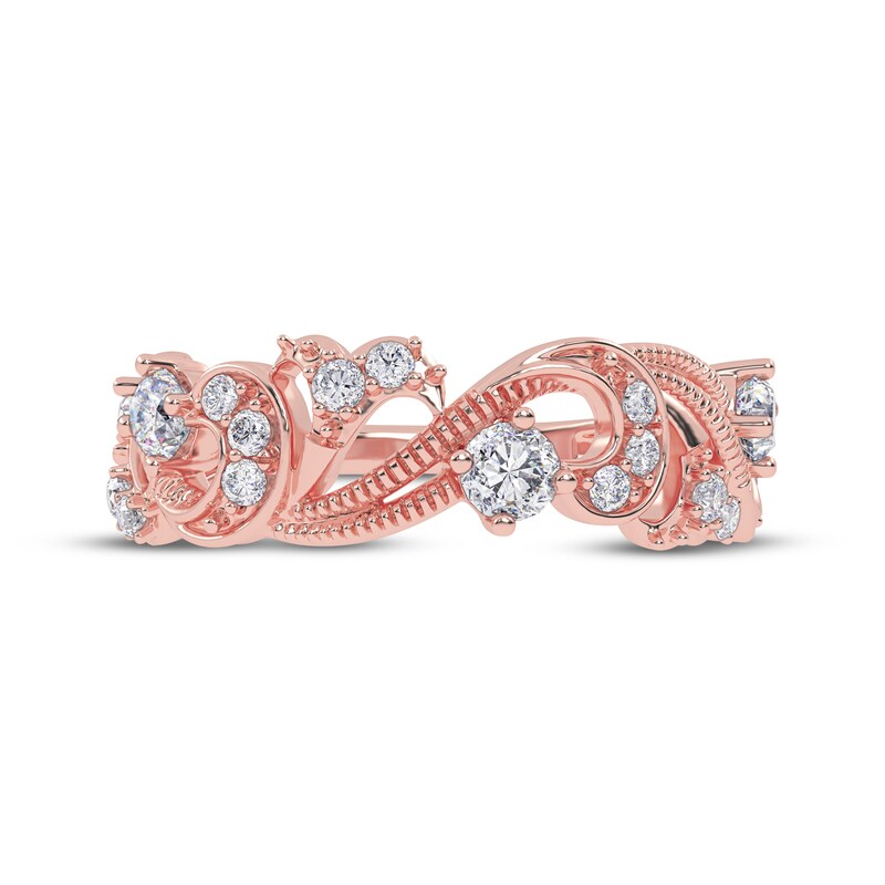 Main Image 3 of Diamond Vintage-Style Scroll Ring 1/2 ct tw 14K Rose Gold
