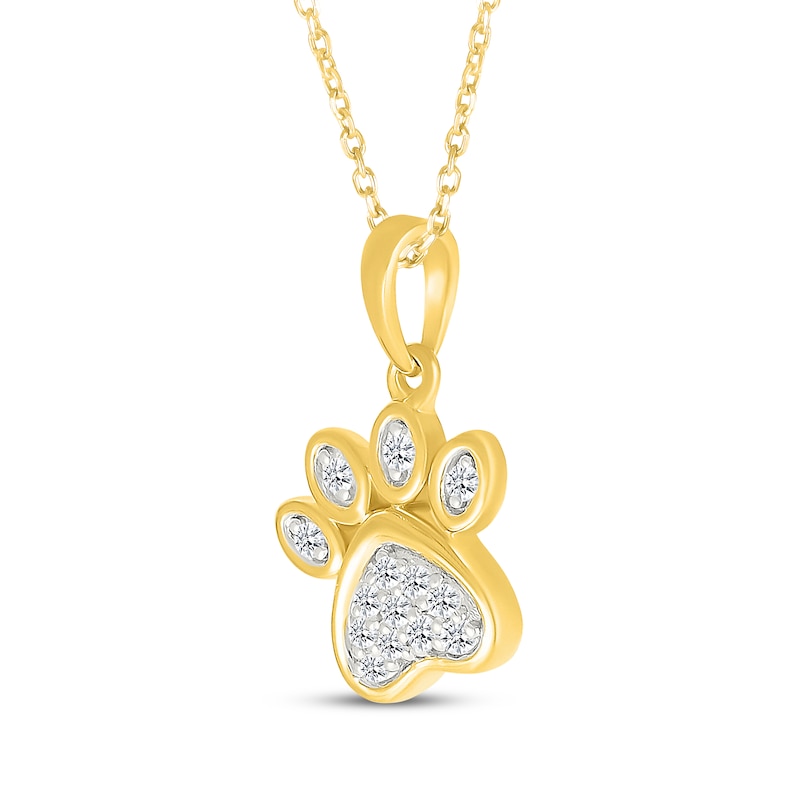 Main Image 2 of Diamond Paw Print Necklace 1/15 ct tw 10K Yellow Gold 18"