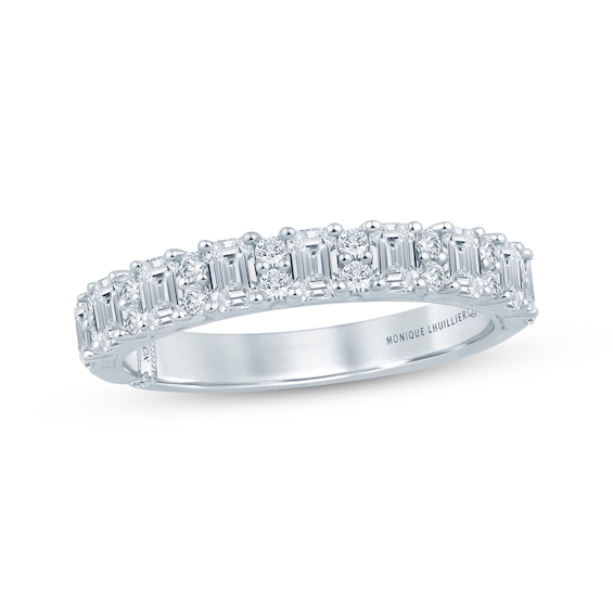 Monique Lhuillier Bliss Round & Emerald-Cut Lab-Grown Diamond Anniversary Ring 1 ct tw 18K White Gold