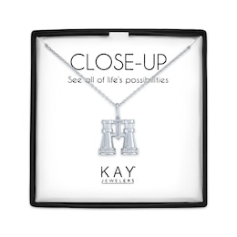 Binoculars Necklace with Diamond Accents Sterling Silver 18"