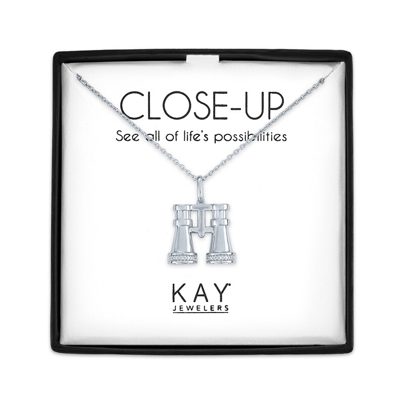 Main Image 1 of Binoculars Necklace with Diamond Accents Sterling Silver 18&quot;