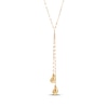 Thumbnail Image 2 of Double Teardrop Lariat Necklace Hollow 10K Yellow Gold 17"