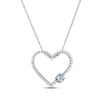Thumbnail Image 1 of Aquamarine & White Lab-Created Sapphire Heart Necklace Sterling Silver 18"