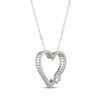 Thumbnail Image 2 of Aquamarine & White Lab-Created Sapphire Heart Necklace Sterling Silver 18"