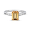 Thumbnail Image 3 of Emerald-Cut Citrine & White Lab-Created Sapphire Hidden Halo Ring Sterling Silver