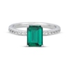 Thumbnail Image 3 of Emerald-Cut Lab-Created Emerald & White Lab-Created Sapphire Hidden Halo Ring Sterling Silver