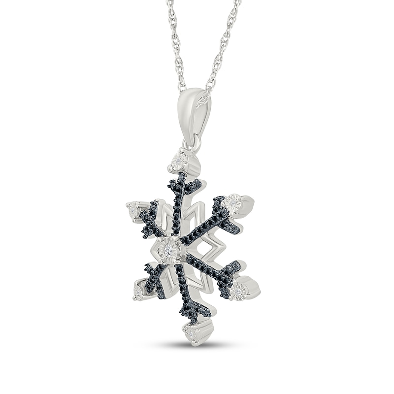 Main Image 2 of Black & White Diamond Snowflake Necklace 1/10 ct tw Sterling Silver 18"