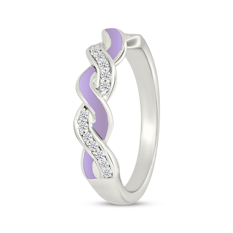 Main Image 2 of Diamond & Light Purple Enamel Twist Fashion Ring 1/10 ct tw Sterling Silver
