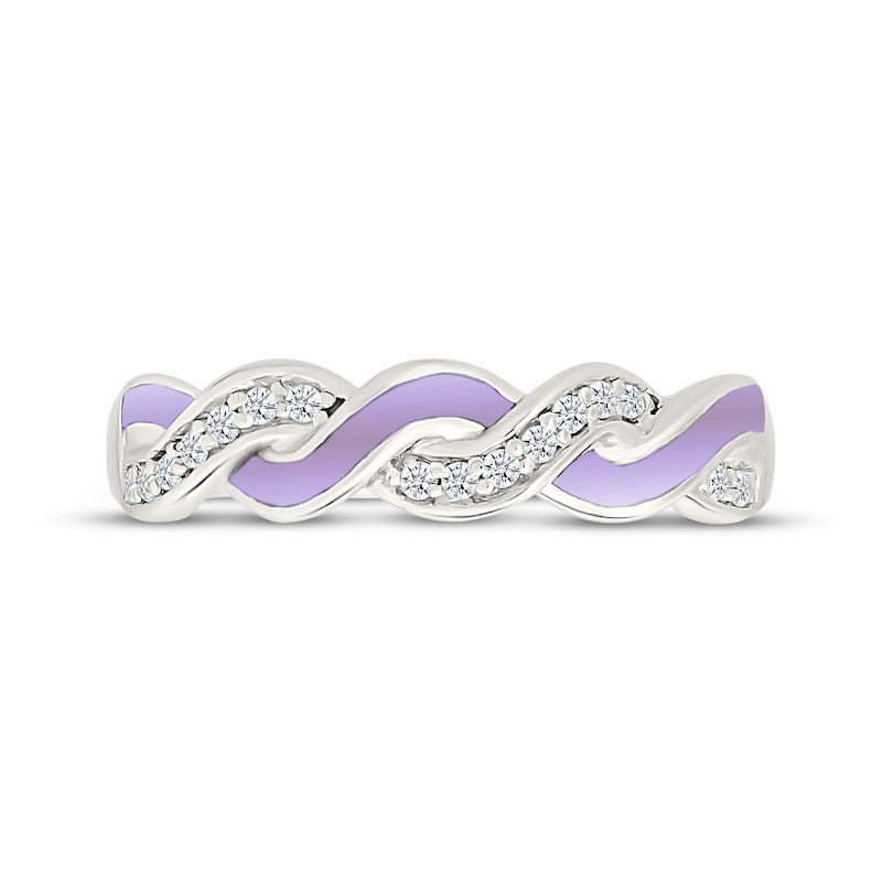 Main Image 4 of Diamond & Light Purple Enamel Twist Fashion Ring 1/10 ct tw Sterling Silver