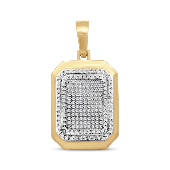 Men's Multi-Diamond Dog Tag Charm 1/3 ct tw 10K Yellow Gold