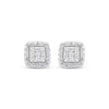 Thumbnail Image 2 of Princess-Cut Diamond Cushion Halo Stud Earrings 3/8 ct tw 10K White Gold