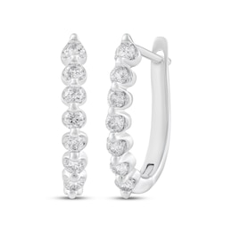 Diamond Scalloped Hoop Earrings 3/8 ct tw 10K White Gold