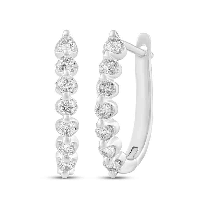 Main Image 1 of Diamond Scalloped Hoop Earrings 3/8 ct tw 10K White Gold