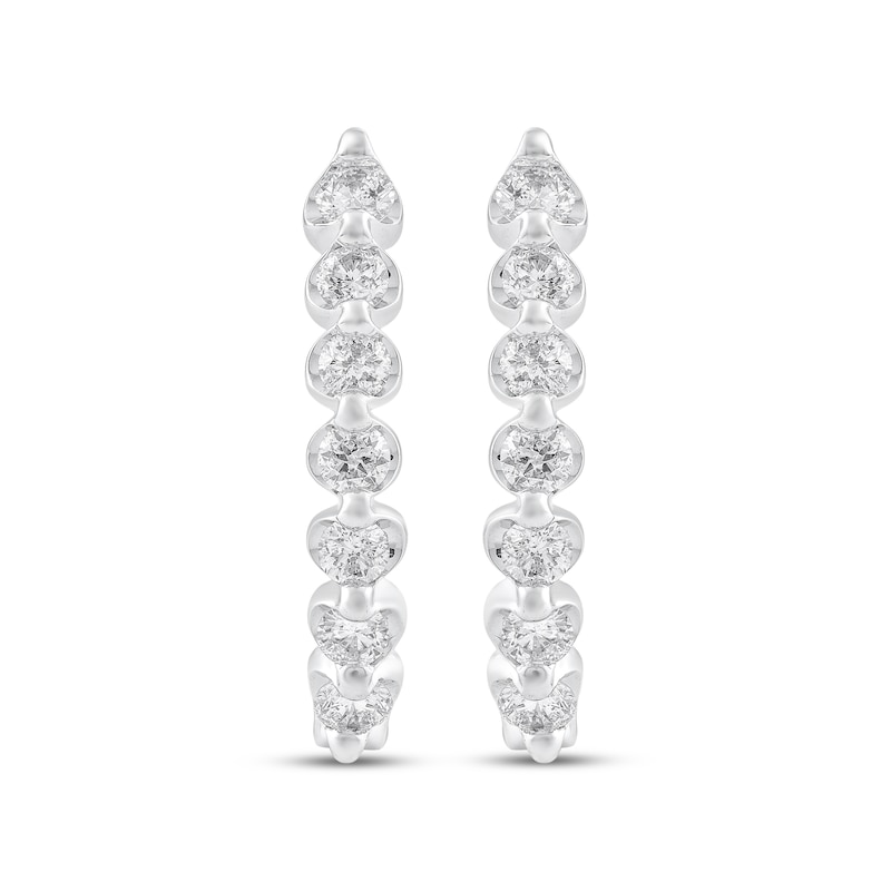 Main Image 2 of Diamond Scalloped Hoop Earrings 3/8 ct tw 10K White Gold