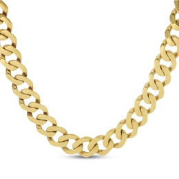 9.6mm Flat Curb Chain Necklace Solid 10K Yellow Gold 24"
