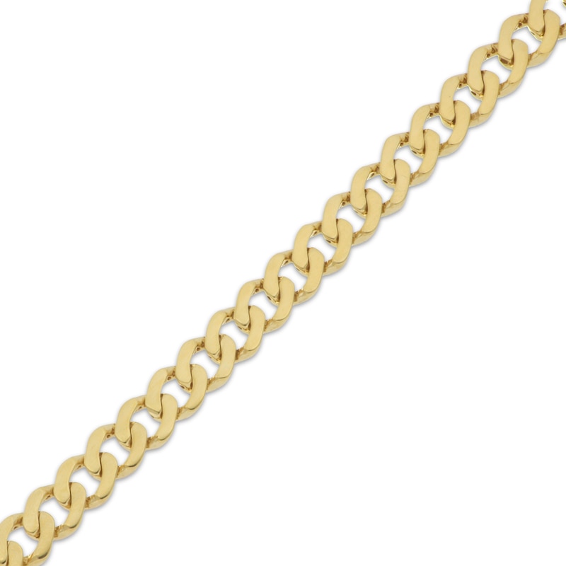 Main Image 2 of 9.6mm Flat Curb Chain Necklace Solid 10K Yellow Gold 24"