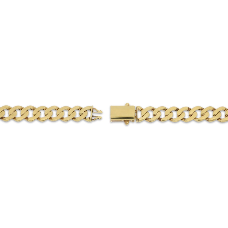 Main Image 3 of 9.6mm Flat Curb Chain Necklace Solid 10K Yellow Gold 24"