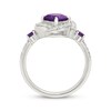 Thumbnail Image 3 of Cushion-Cut Amethyst & White Lab-Created Sapphire Swirl Halo Ring Sterling Silver