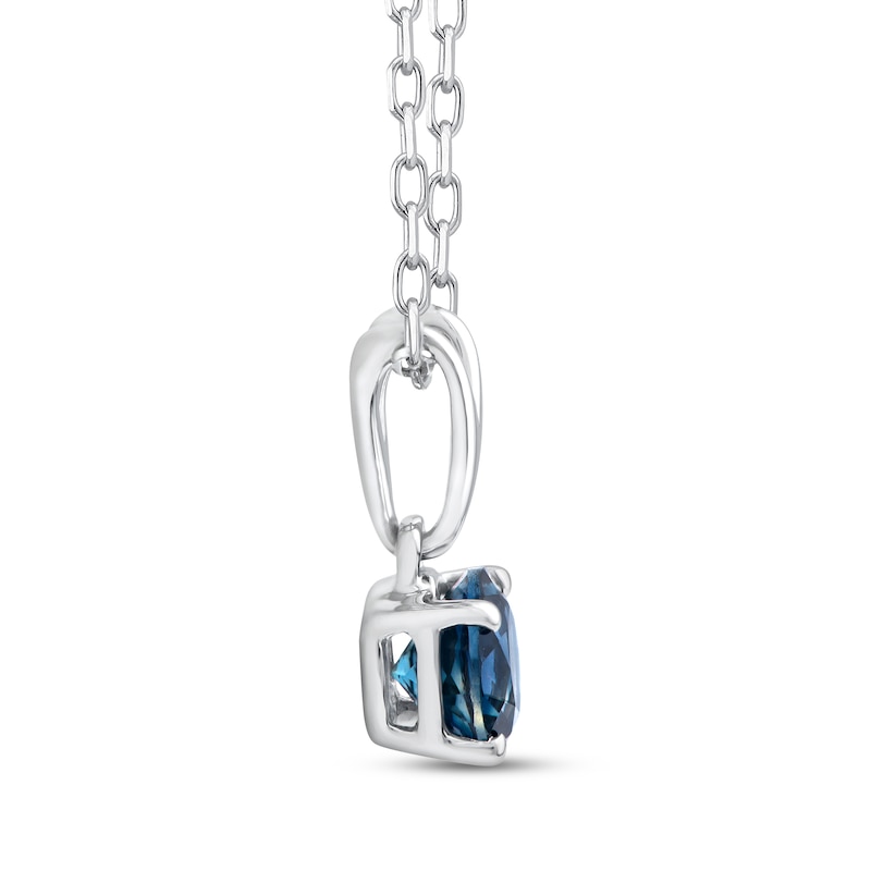 Main Image 2 of American Blue Sapphire Solitaire Necklace Sterling Silver 18"