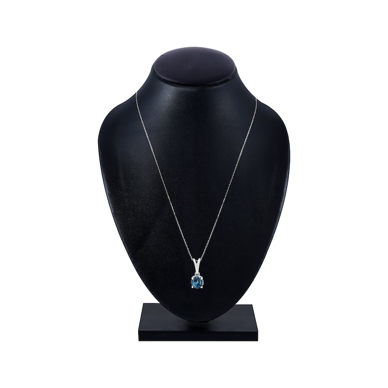 Main Image 4 of American Blue Sapphire Solitaire Necklace Sterling Silver 18"