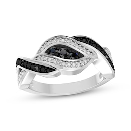 Black & White Diamond Swirl Fashion Ring 1/10 ct tw Sterling Silver