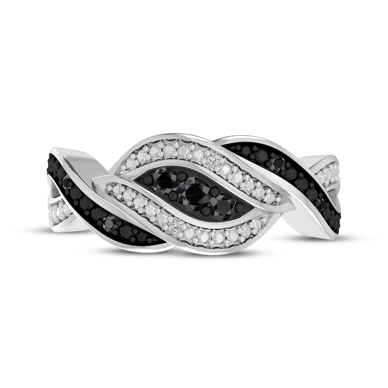 Main Image 3 of Black & White Diamond Swirl Fashion Ring 1/10 ct tw Sterling Silver