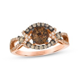 Le Vian Chocolate Quartz Ring 3/8 ct tw Diamonds 14K Strawberry Gold