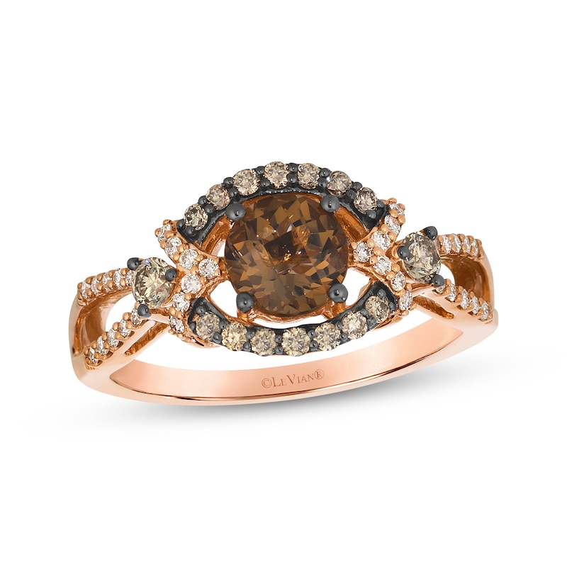 Main Image 1 of Le Vian Chocolate Quartz Ring 3/8 ct tw Diamonds 14K Strawberry Gold