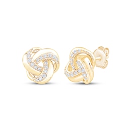 Diamond Love Knot Stud Earrings 1/6 ct tw 10K Yellow Gold