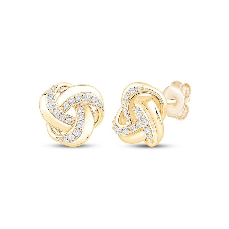 Main Image 1 of Diamond Love Knot Stud Earrings 1/6 ct tw 10K Yellow Gold