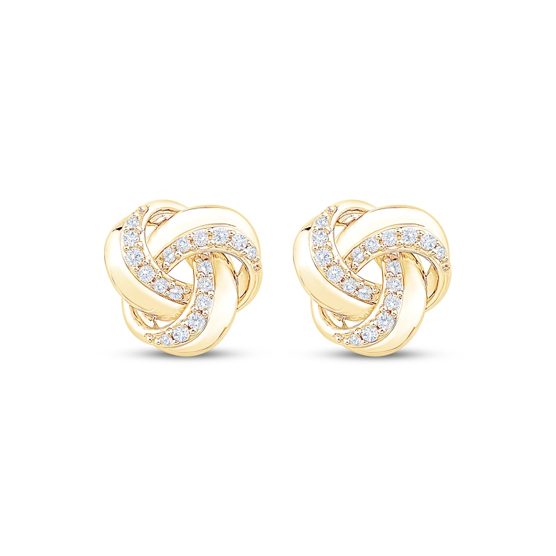 Main Image 2 of Diamond Love Knot Stud Earrings 1/6 ct tw 10K Yellow Gold