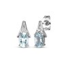 Thumbnail Image 1 of Oval-Cut Aquamarine & White Lab-Created Sapphire Drop Earrings Sterling Silver