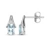 Thumbnail Image 3 of Oval-Cut Aquamarine & White Lab-Created Sapphire Drop Earrings Sterling Silver