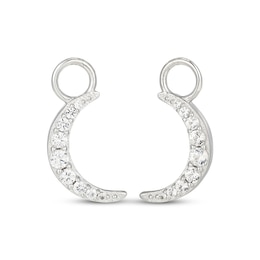 White Lab-Created Sapphire Crescent Moon Earring Charms Sterling Silver