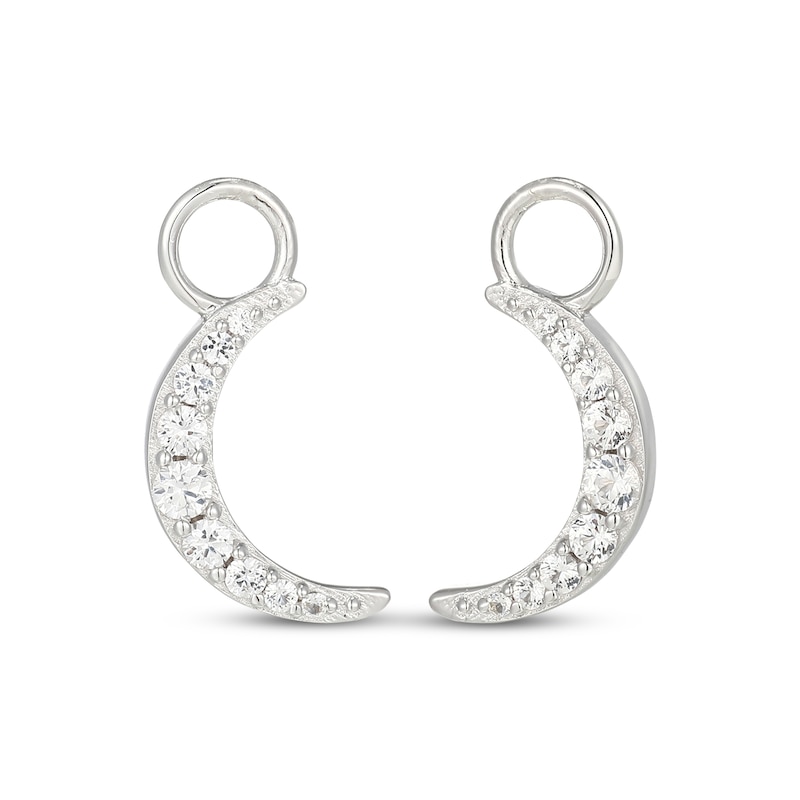 Main Image 1 of White Lab-Created Sapphire Crescent Moon Earring Charms Sterling Silver