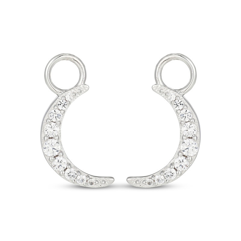 Main Image 2 of White Lab-Created Sapphire Crescent Moon Earring Charms Sterling Silver