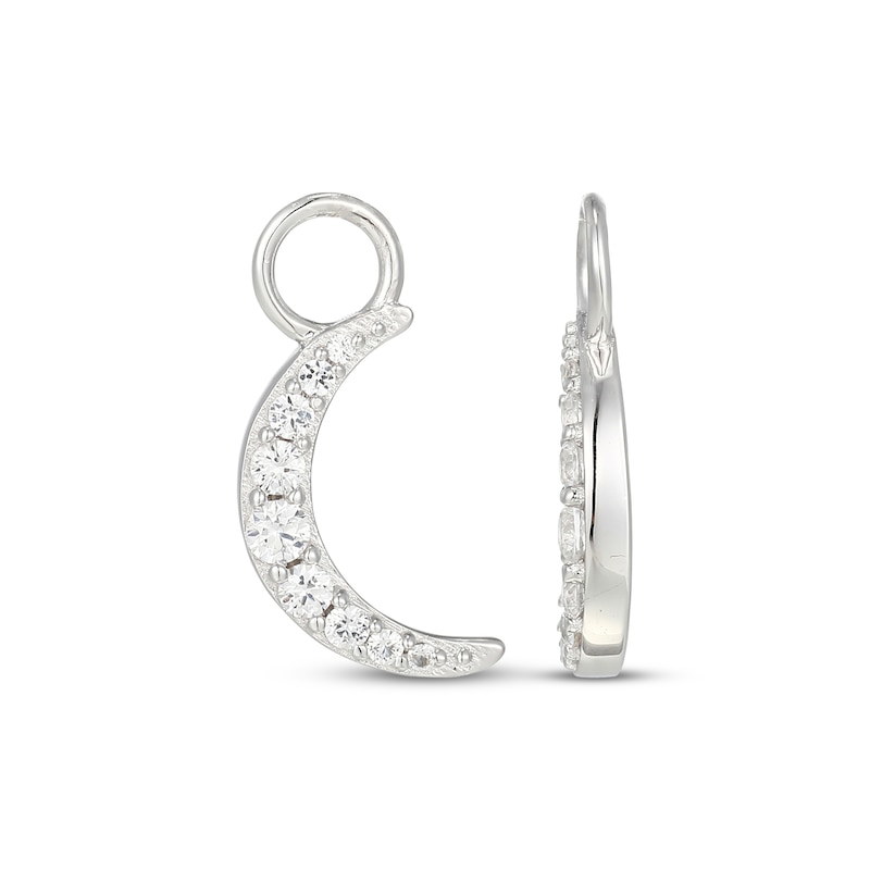 Main Image 3 of White Lab-Created Sapphire Crescent Moon Earring Charms Sterling Silver