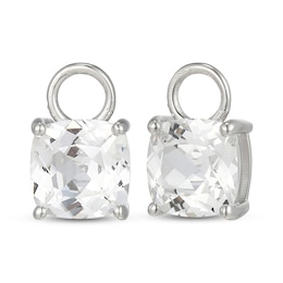 Cushion-Cut White Lab-Created Sapphire Earring Charms Sterling Silver
