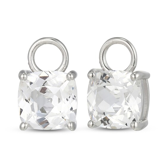 Cushion-Cut White Lab-Created Sapphire Earring Charms Sterling Silver