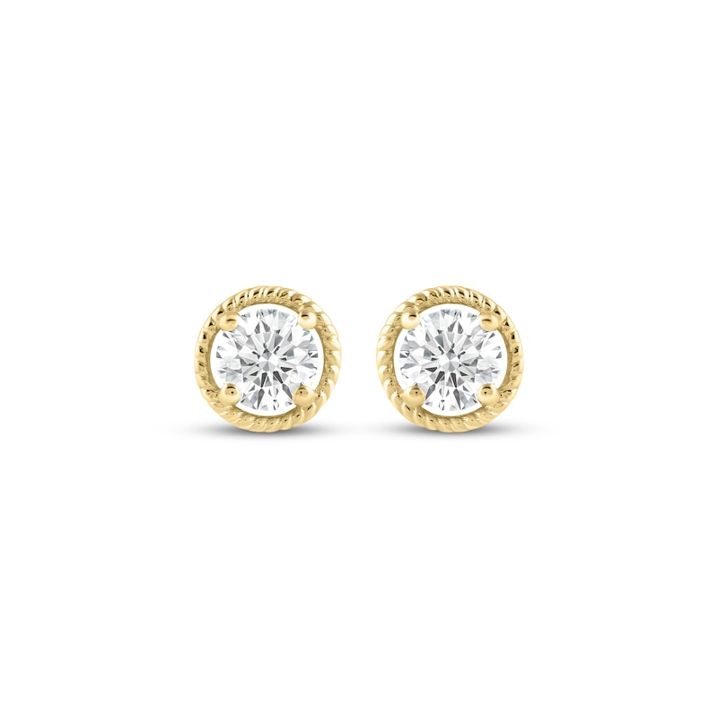 Main Image 2 of KAY Lab-Grown Diamonds Round-Cut Solitaire Stud Earrings 1/4 ct tw 10K Yellow Gold (F/VS2)