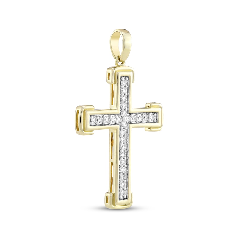 Main Image 2 of Diamond Cross Charm 1/3 ct tw 18K Yellow Gold-Plated Sterling Silver