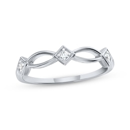Diamond Trio Stackable Ring 1/15 ct tw Sterling Silver