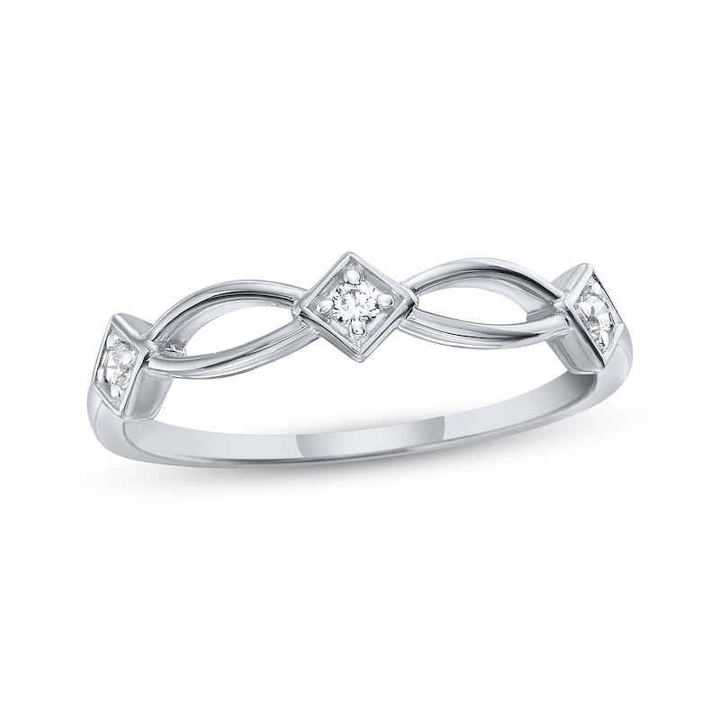 Main Image 1 of Diamond Trio Stackable Ring 1/15 ct tw Sterling Silver