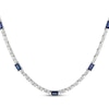 Thumbnail Image 1 of Emerald-Cut Blue Lab-Created Sapphire & White Lab-Created Sapphire Station Necklace Sterling Silver 18"
