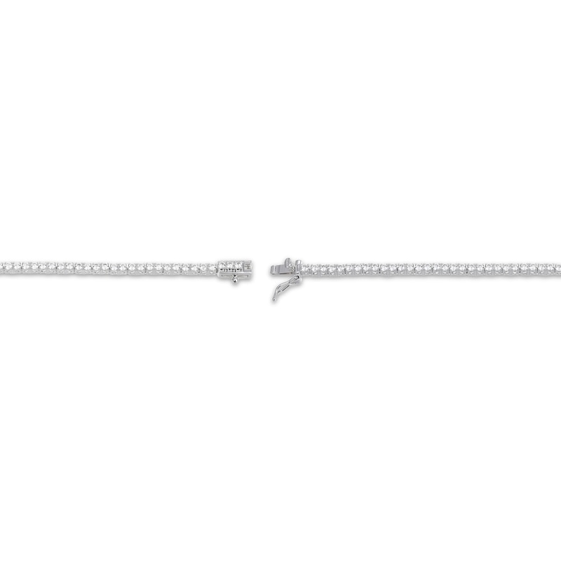 Main Image 4 of Emerald-Cut Blue Lab-Created Sapphire & White Lab-Created Sapphire Station Necklace Sterling Silver 18"