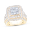 Thumbnail Image 1 of Princess-Cut Multi-Diamond Double Halo Engagement Ring 3 ct tw 10K Yellow Gold