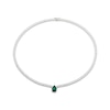 Thumbnail Image 1 of Pear-Shaped Lab-Created Emerald & White Lab-Created Sapphire Necklace Sterling Silver 18"